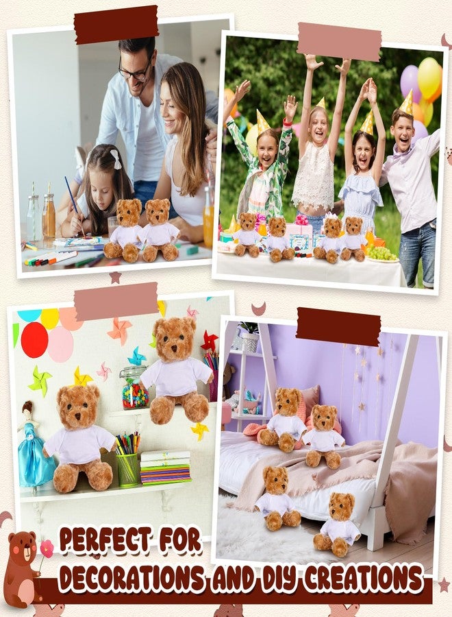 Blueweenly 40 Pcs Valentine Day Make Your Own Stuffed Bear Kit DIY Valentines Plush Gift 10 Pcs 9.84 Inches Rose Velvet Bear 10 White T Shirt 10 Set 12 Color Watercolor Pen 10 Paper Card(Brown) - Image 5
